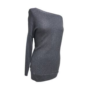 White House Black Market Off Shoulder Sparkle Rib Knit Sweater S